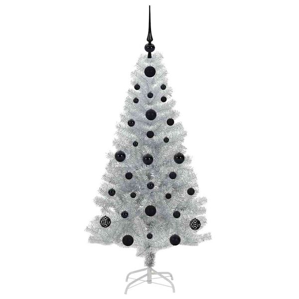 vidaXL Weihnachtsbaum mit 150 LEDs mit St&auml;nder Silber 120 cm PET
