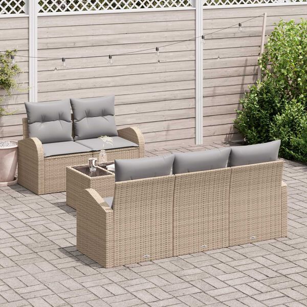 vidaXL Gartensofa-set Beige 55 x 55 x 37 cm Poly-Rattan