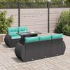 vidaXL 6-tlg. Garten-Sofagarnitur mit Kissen Schwarz Poly Rattan