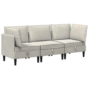 vidaXL Wohnzimmergarnitur 3 stk. Creme Samt