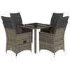 vidaXL 5-tlg. Garten-Essgruppe mit Kissen Grau Poly Rattan