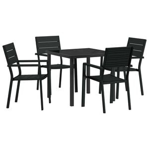 vidaXL Garten Essgruppe 5 pcs Schwarz Pulverbeschichteter Stahl