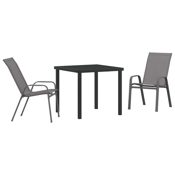 vidaXL Garten Essgruppe 3 pcs Grau und Schwarz