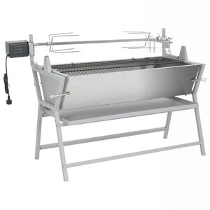 vidaXL BBQ Grill mit Drehspie&szlig; Eisen und Edelstahl