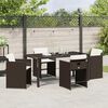 vidaXL Garten Essgruppe mit Kissen 5 pcs Braun Poly-Rattan