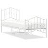 vidaXL Bettgestell mit Kopf- und Fu&szlig;teil Metall Wei&szlig; 75x190 cm