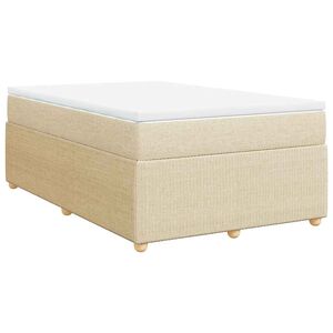 vidaXL Boxspringbett mit Matratze Creme 120x190 cm Stoff