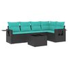 vidaXL 6-teiliges Gartensofa-Set mit Kissen, schwarzes Polyrattan