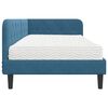 vidaXL Eckbettgestell mit Matratze mit Kopfteil Blau 100 x 200 cm Samt