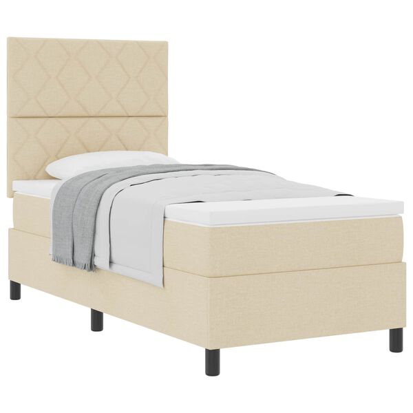 vidaXL Boxspringbett mit Matratze Creme 100 x 200 cm Stoff
