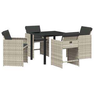 vidaXL Garten Essgruppe mit Kissen 5 pcs Hellgrau Poly-Rattan