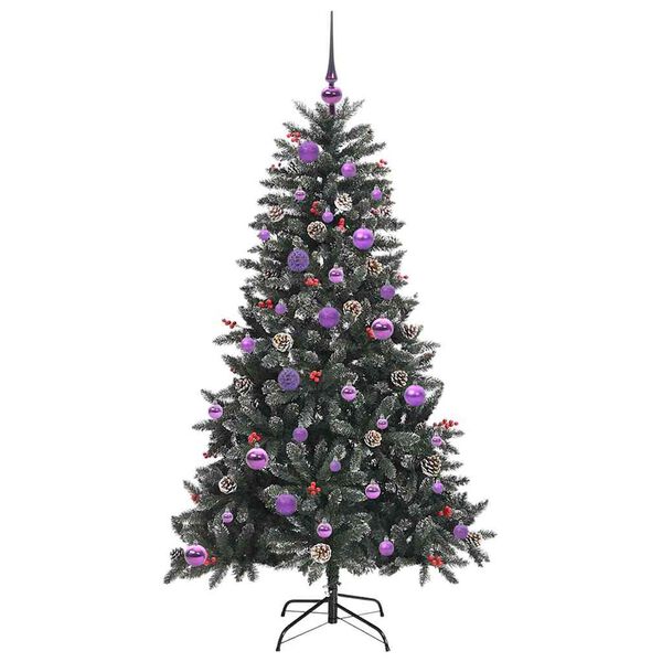 vidaXL K&uuml;nstlicher Weihnachtsbaum Gr&uuml;n 150 cm PVC, Plastik und Stahl