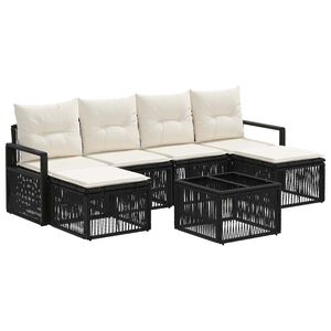 vidaXL Gartensofa-set 7 pcs Schwarz Poly-Rattan