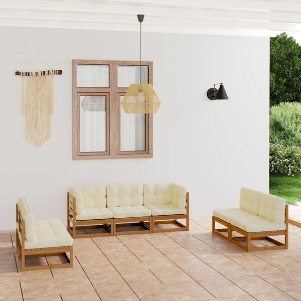 vidaXL 7-tlg. Garten-Lounge-Set mit Kissen Kiefer Massivholz