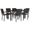 vidaXL 7-tlg. Garten-Essgruppe Schwarz Poly Rattan