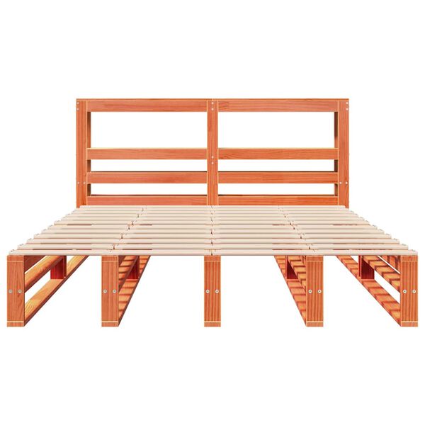 vidaXL Massivholzbett ohne Matratze Wachsbraun 140x190 cm Kiefernholz