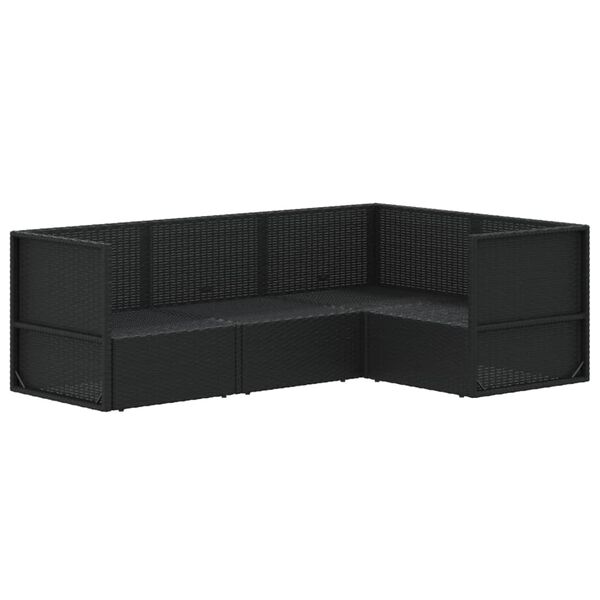 vidaXL 4-tlg. Garten-Lounge-Set mit Kissen Schwarz Poly Rattan
