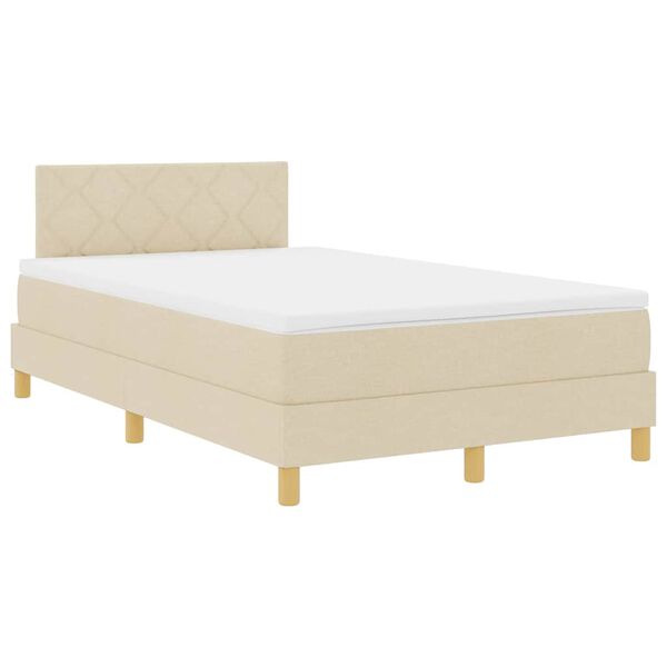 vidaXL Boxspringbett mit Matratze Creme 120 x 190 cm Stoff