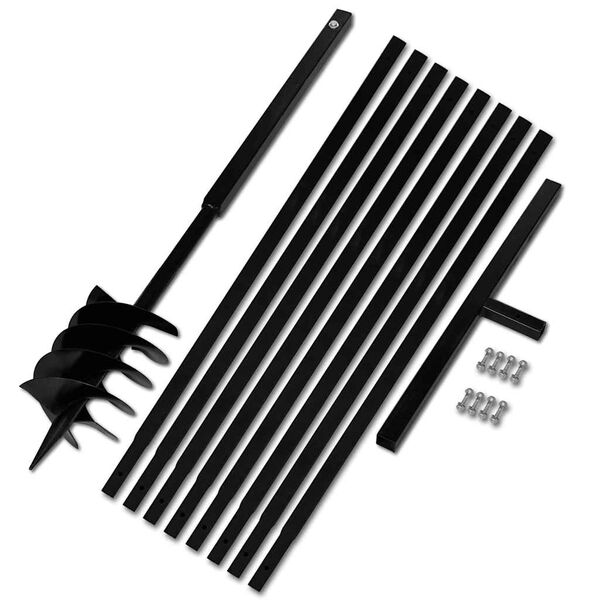 Erdbohrer mit Griff 180 mm Verl&auml;ngerungsrohr 9 m