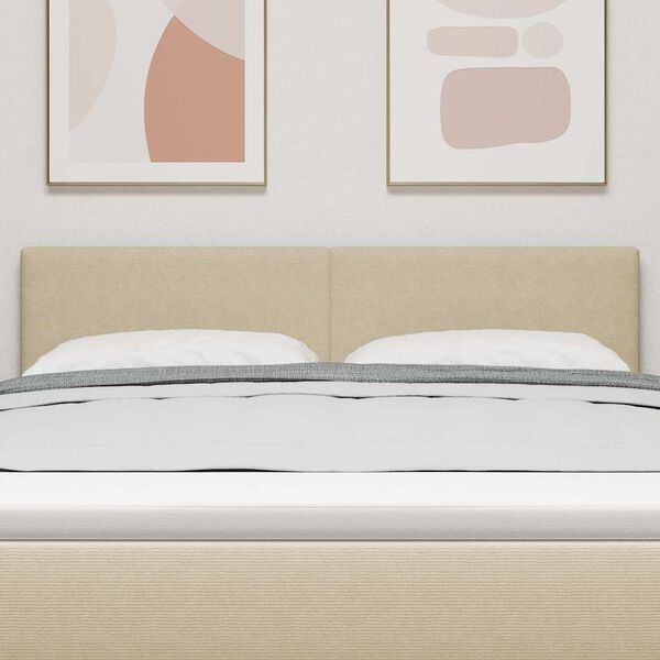 vidaXL LED Kopfteil mit LED -Streifenleuchten Grau-Grün 160 cm Stoff