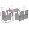 vidaXL 7-tlg. Garten-Essgruppe mit Kissen Schwarz Poly Rattan