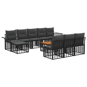 vidaXL Outdoor-Sofagarnitur 11 pcs Schwarz und Dunkelgrau Polyester