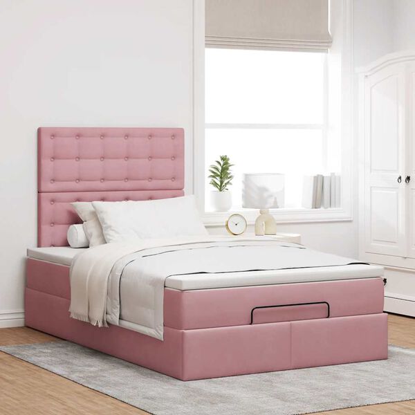 vidaXL Ottoman-Bett mit Matratzen Rosa 120x190 cm Samt