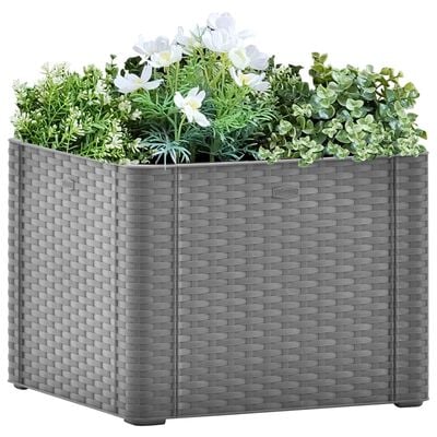 vidaXL Garten-Hochbeet mit Selbstbewässerungssystem Grau 43x43x33 cm