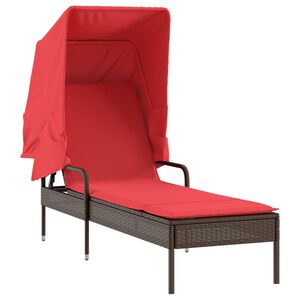 vidaXL Sonnenliege mit Sonnendach Braun Poly Rattan