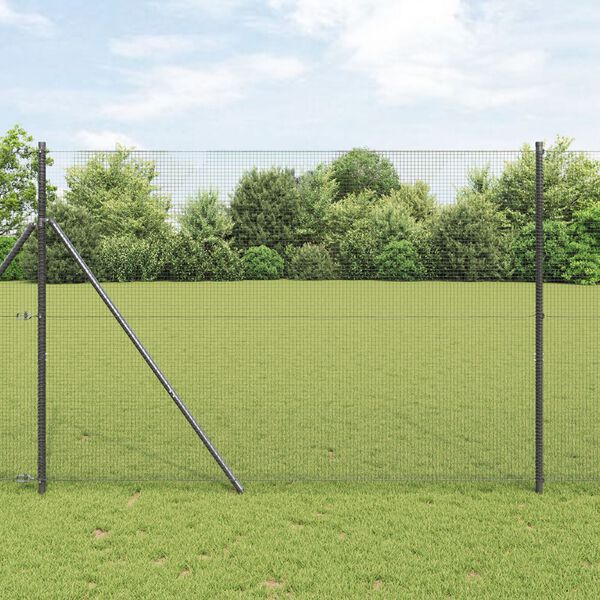 vidaXL Geschweißter Drahtzaun Grau 1.6 x 25 m Stahl