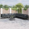 vidaXL Garten-Sofa-Set mit Kissen 10 pcs Schwarz Aluminium
