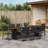 vidaXL Garten Essgruppe 9 pcs Schwarz Poly-Rattan