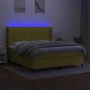 vidaXL Boxspringbett mit Matratze & LED Gr&uuml;n 160x200 cm Stoff