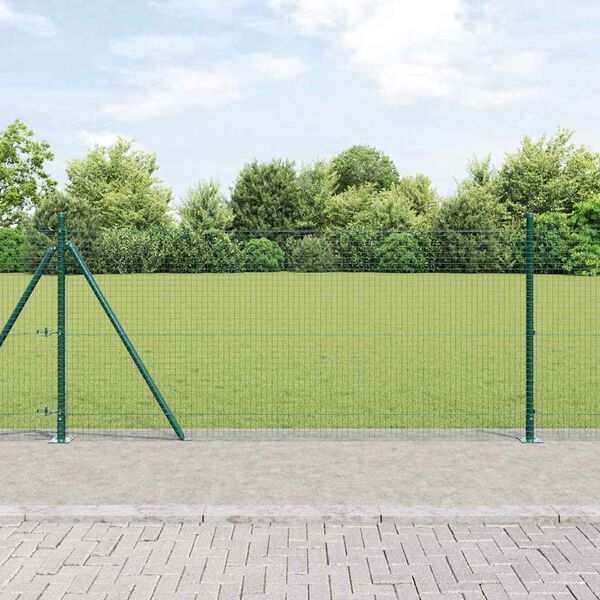 vidaXL Zaunpfosten Gr&uuml;n 25 x 0,8 m (25 x 25 mm Mesh) Stahl und PVC