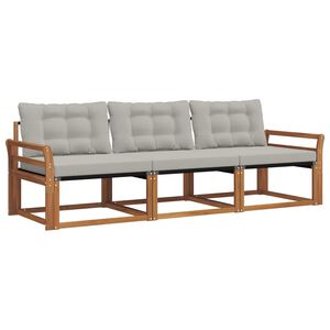 vidaXL Outdoor-Sofagarnitur 3 stk. 3-Sitzer Natur und Hellgrau