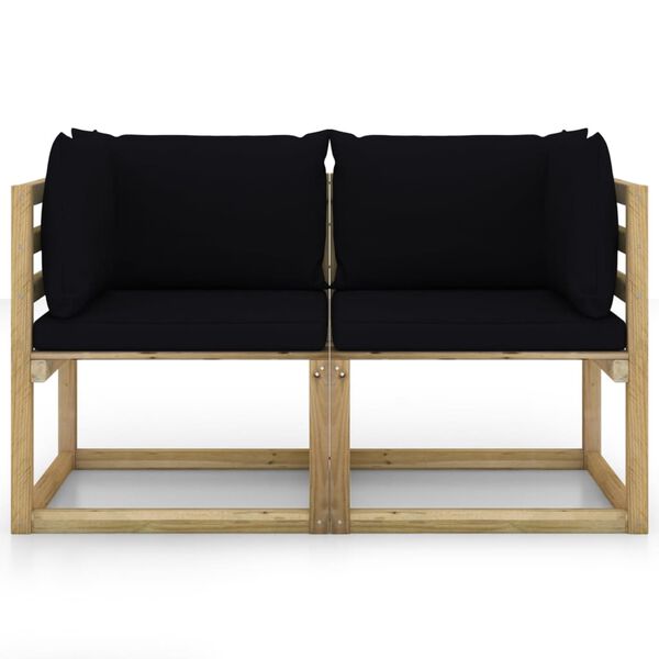 vidaXL Garten-Ecksofas & Kissen in Gr&uuml;n 2 Stk. Kiefernholz