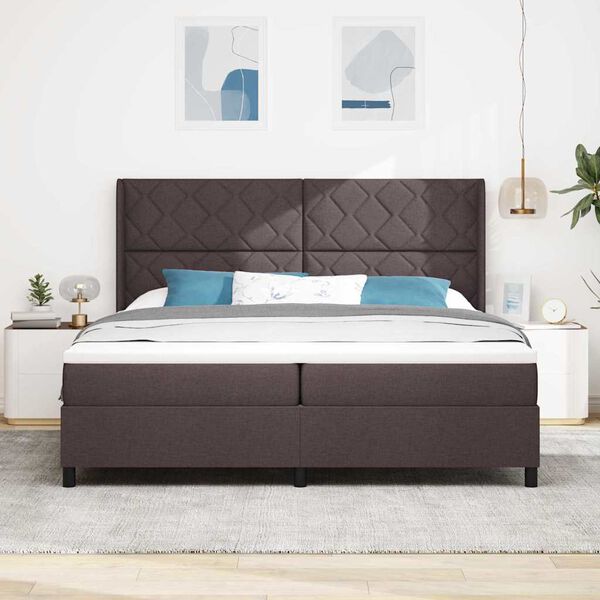 vidaXL Boxspringbett mit Matratze Dunkelbraun 200 x 200 cm Stoff