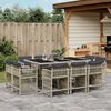 vidaXL 11-tlg. Garten-Essgruppe mit Kissen Hellgrau Poly Rattan