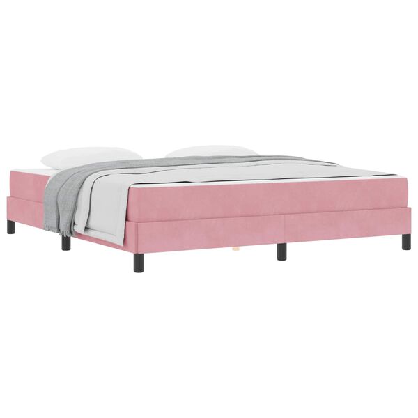 vidaXL Boxspringbett mit Matratze Rosa 180 x 200 cm Stoff