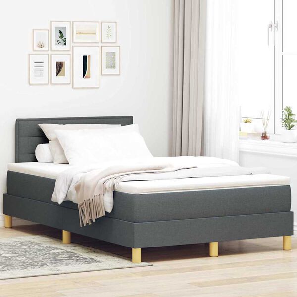 vidaXL Boxspringbett mit Matratze Dunkelgrau 120 x 200 cm Stoff
