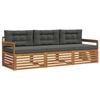 vidaXL Outdoor-Sofagarnitur 3 stk. Natur und Anthrazit