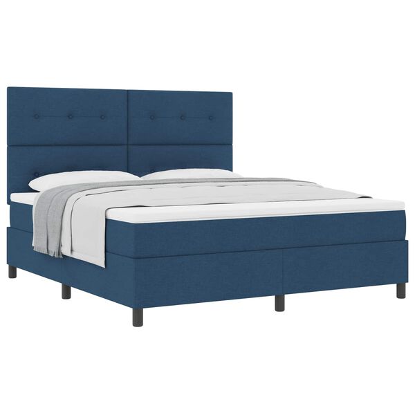 vidaXL Boxspringbett mit Matratze mit Kopfteil Blau 180 x 200 cm Stoff