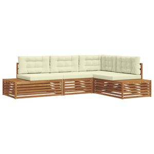 vidaXL Outdoor-Sofagarnitur mit Kissen 4 St&uuml;ck Natur und Creme