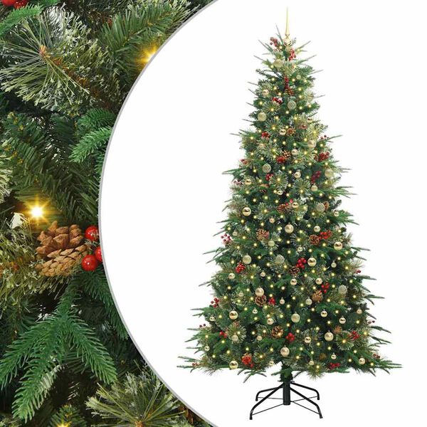 vidaXL K&uuml;nstlicher klappbarer Weihnachtsbaum Gr&uuml;n 240 cm PE und PVC