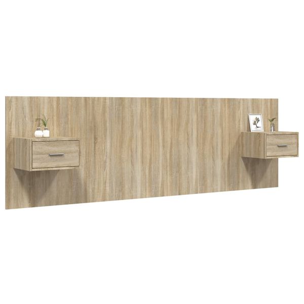 vidaXL Bettkopfteil mit Nachttischen Sonoma-Eiche Holzwerkstoff