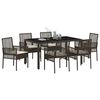 vidaXL Garten Essgruppe 7 pcs Braun Poly-Rattan