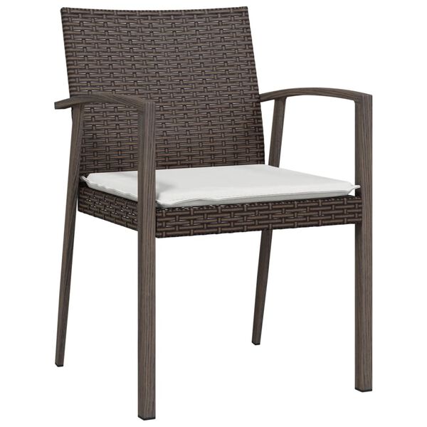vidaXL Gartenstühle mit Kissen 2 Stk. Braun 56,5x57x83 cm Poly Rattan