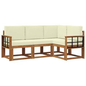 vidaXL Outdoor-Sofagarnitur mit Kissen 4 pcs Natur und Creme