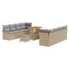 vidaXL Gartensofa-set mit Kissen 11 pcs Beige Poly-Rattan