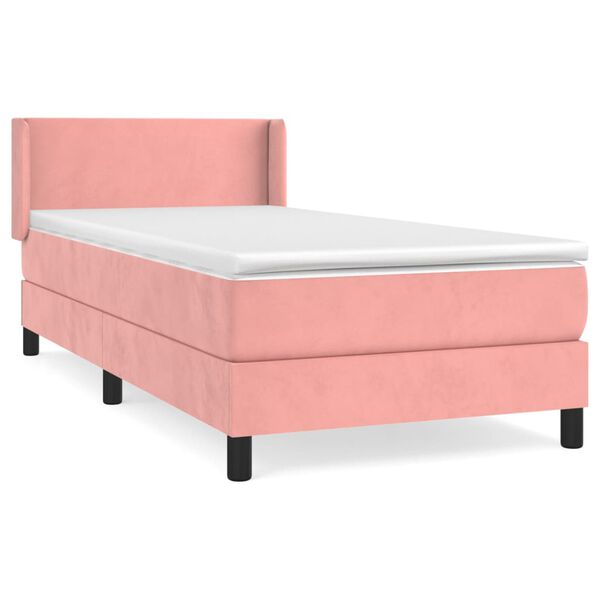 vidaXL Boxspringbett mit Matratze Rosa 90x190 cm Samt